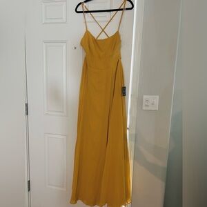 Mustard Yellow/Gold Lulu’s Maxi Wedding Guest Dress